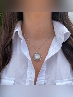 jennifer miller White Gold Plated Pave Star Medallion Necklace Luxury